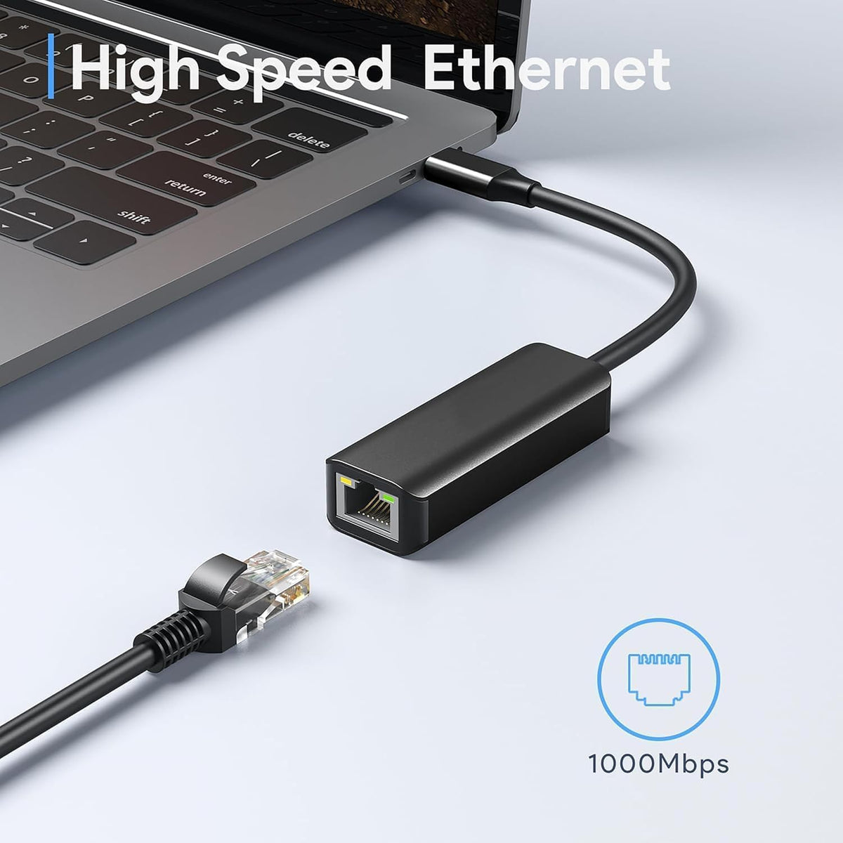 Next Plug type c to ethernet Adapter,1000 MBPS Network speeds, Universally Compatible with All type c macBook, laptops, PCs, Xbox, PS5, Tablets, etc. type c to rj45 Gigabyte usb c to ethernet adapter