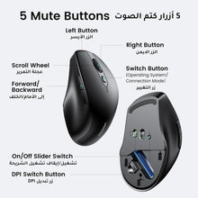 UGREEN Upgraded Ergonomic Mouse Comfortable for Large Sized Hands, Bluetooth Mouse for Laptop/Tablet, Silent Click, Dual Mode Bluetooth & 2.4G Nano Wireless Mice for PC/Smart TV/Multi-Devices Black