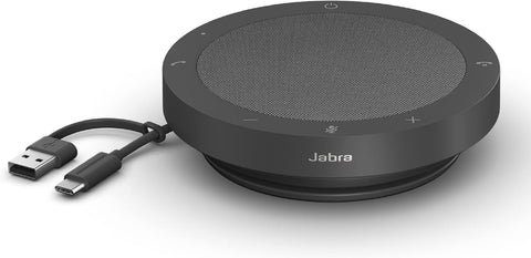 Jabra Speak2 40 Portable Speakerphone - 4 Noise-Cancelling Mics, Full-Range 50mm Portable Speaker, Wideband Audio and USB-A and USB-C Connections - Certified for Zoom and Google Meet - Dark Grey