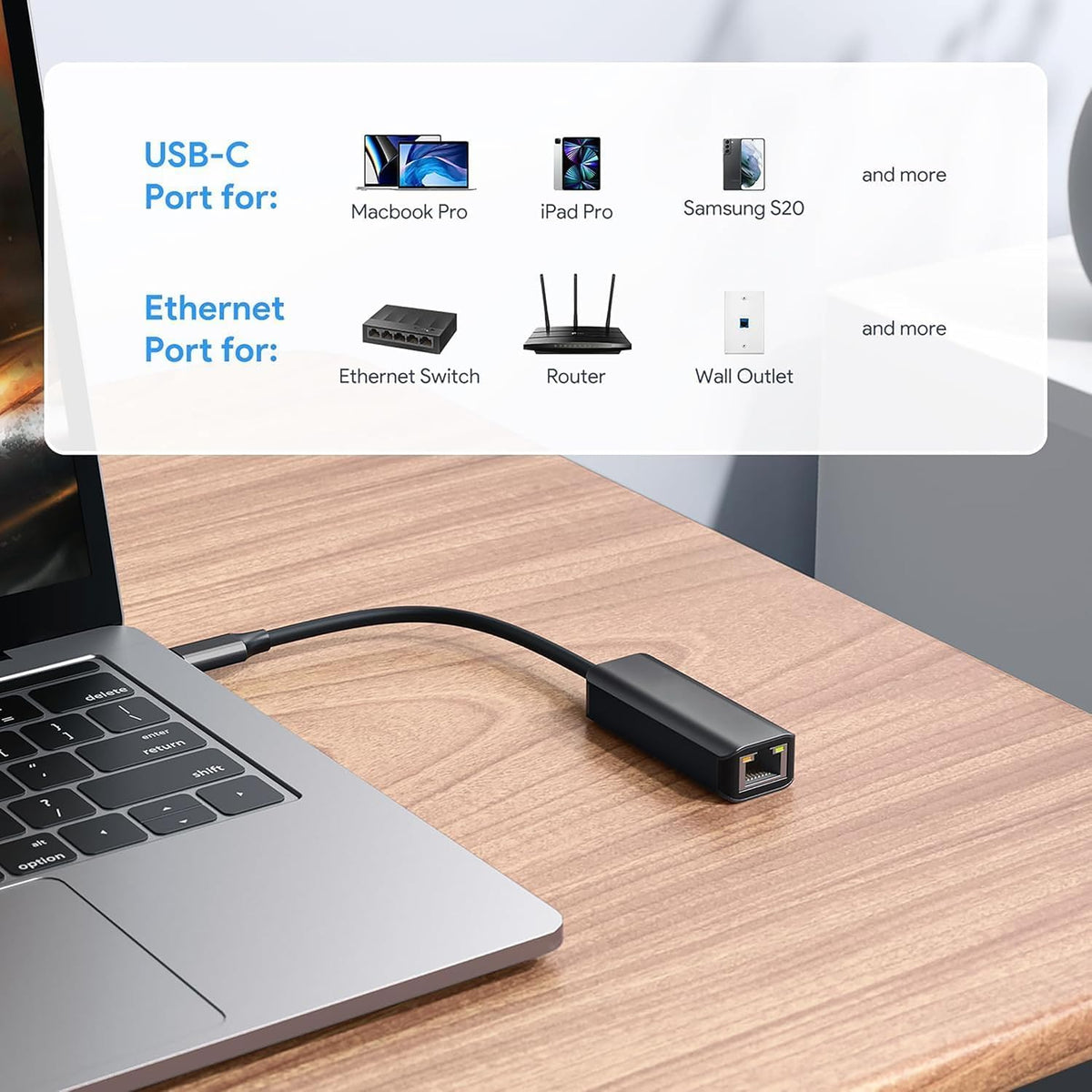 Next Plug type c to ethernet Adapter,1000 MBPS Network speeds, Universally Compatible with All type c macBook, laptops, PCs, Xbox, PS5, Tablets, etc. type c to rj45 Gigabyte usb c to ethernet adapter