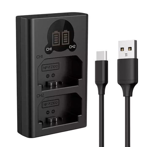 K&F NP-FZ100 Charger Dubai | Dual Slot LCD Battery Charger KF28.0010V1 [Sony Battery Charger]