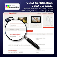 UGREEN 8K DisplayPort Cable 1.4, DP to DP 3M, 8K@60Hz/4K@165Hz/2K@240Hz/1080P@240Hz, for Gaming Monitor/Graphics Card/PC, Support 3D/HDCP/HDR/G-SYNC/Free-SYNC, Male to Male Nylon Braided Cable-3Meter