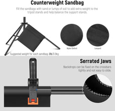 Neewer Photo Studio Backdrop, 10ft/3m Wide 6.6ft/2m High Adjustable Background Stand with 4 Crossbars, 6 Backdrop Clamps, 2 Sandbags, and Carrying Bag for Portrait, Studio Photography | 10100392