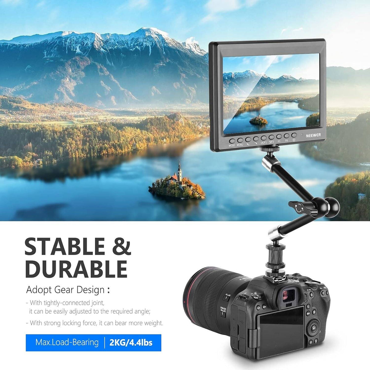 Neewer Upgraded Super Clamp and 11" Adjustable Friction Power Articulating Magic Arm Compatible with SmallRig Camera Cage/Rig, Further Expansion for Monitor/LED Light/Webcam, Max Load 4.4lb/2kg, ST20