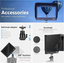 Neewer F100, 7-inch 1280x800 IPS Screen Camera Field Monitor with 1 Mini HDMI, BMPCC AV Cable for FPV, 16 10 or Adjustable Display Ratio for Sony Canon Nikon Olympus (Battery NOT included) | F100