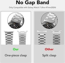 Uponhau Stainless Steel for Galaxy Watch Ultra band 47mm(2024), No Gap Metal Band for Samsung Galaxy Watch 7 Ultra 47mm for Men Women(Silver)