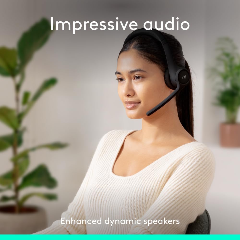 Logitech Zone 300 Wireless Bluetooth Headset With Noise-Cancelling Microphone, Compatible with Windows, Mac, Chrome, Linux, iOS, iPadOS, Android – Midnight Black