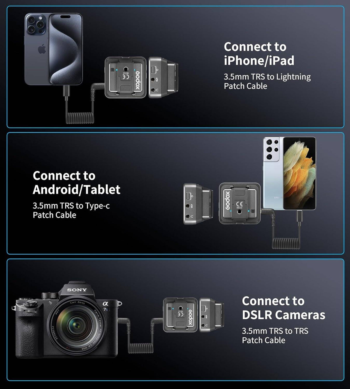 Godox Magic XT1-C 2-Person Wireless Microphone System with USB-C Adapter 2.4 GHz Lavalier Mic for Android, Cameras & Devices