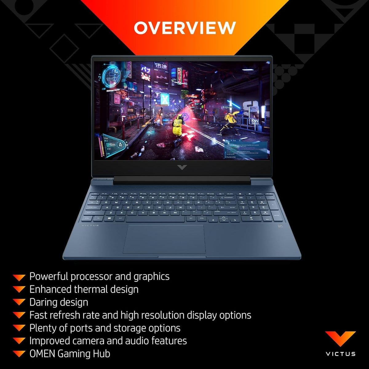 HP Victus Gaming Laptop 15-fb0039ne, 15.6" FHD, 5th Gen AMD Ryzen? 5, 16GB RAM, 512GB SSD, 4GB NVIDIA® GeForce® RTX 3050 Graphics, Windows 11 Home, En -Ar KB, Mica silver - [7Y7G6EA]