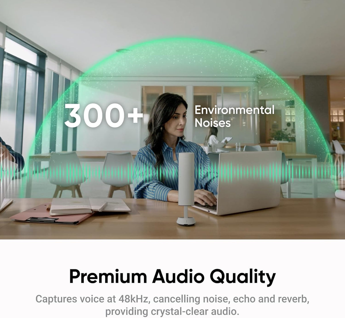 Insta360 Wave - AI Speakerphone, Bluetooth, Voice Recorder, 8 Noise-Canceling Mics w/Beamforming, AI Transcript & Summary, Support 99 Languages, 32GB Storage, Meetings, Podcasts, Livestreams (White)