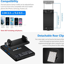 NEEWER LED Selfie Light with Front & Back Phone Clip, High Power 60 LED 2000mAh Rechargeable CRI 95+, 3 Light Modes, for Phone/Tablet/Laptop, Zoom Call TikTok Video Fill Light | AWP012549