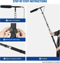 Neewer Upgraded Microphone Boom Pole, 9.8ft/300cm Telescopic Carbon Fiber Mic Boom Arm with 5 Sections, 1/4 3/8 5/8 Screw Adapters, Cable Straps, Shoulder Strap & Storage Bag, MS 300C