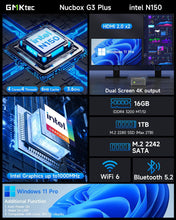GMKtec Mini PC Intel N150 (Turbo 3.6GHz) 16GB DDR4 1TB PCIe M.2 NVMe SSD, Intel i226-V Desktop Computer 4K Dual HDMI Display/4x USB3.2/WiFi 6/BT5.2/RJ45 Ethernet Nucbox G3 Plus