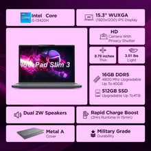 Lenovo Laptop Computer for Home Business, 15 FHD+ IdeaPad Slim 3, Intel 8-Core i5-13420H (Beat i7-1355U), 16GB DDR5 RAM, 1TB PCIe SSD, WiFi 6, Bluetooth 5.2, Copilot AI PC, Luna Grey, Windows 11 Pro