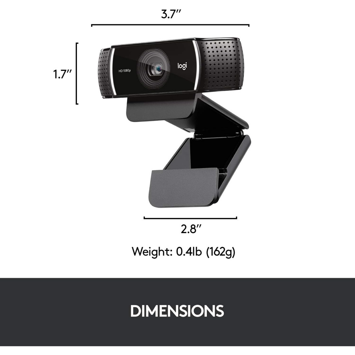 Logitech C922 Pro Stream Webcam, HD 1080p/30fps Hyperfast Streaming, Stereo Audio, HD light correction, Autofocus, - Black