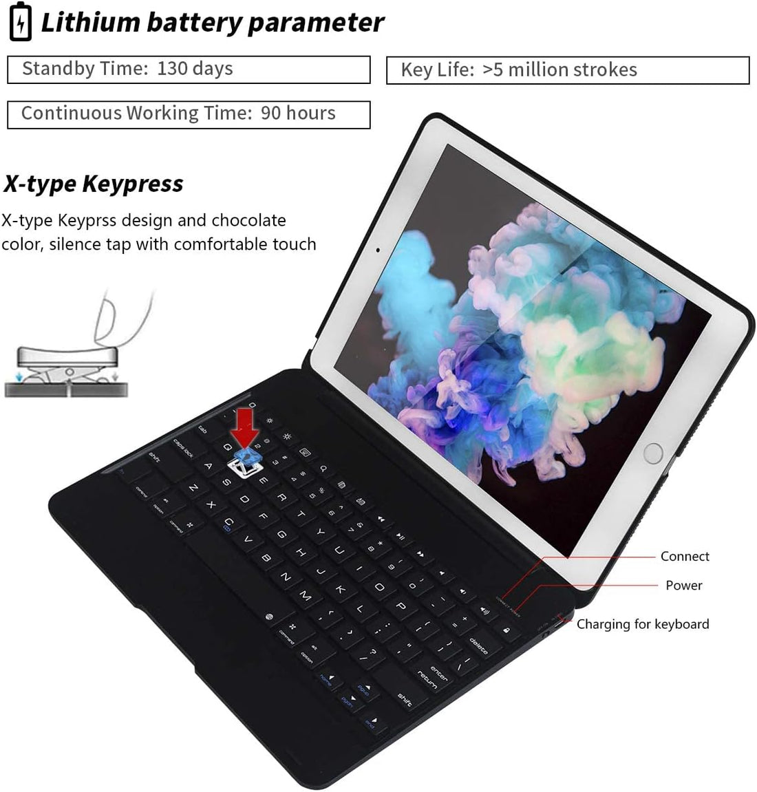 eWINNER Stylish Smart Folio Hard Back Cover Case Wireless Bluetooth Keyboard Compatible