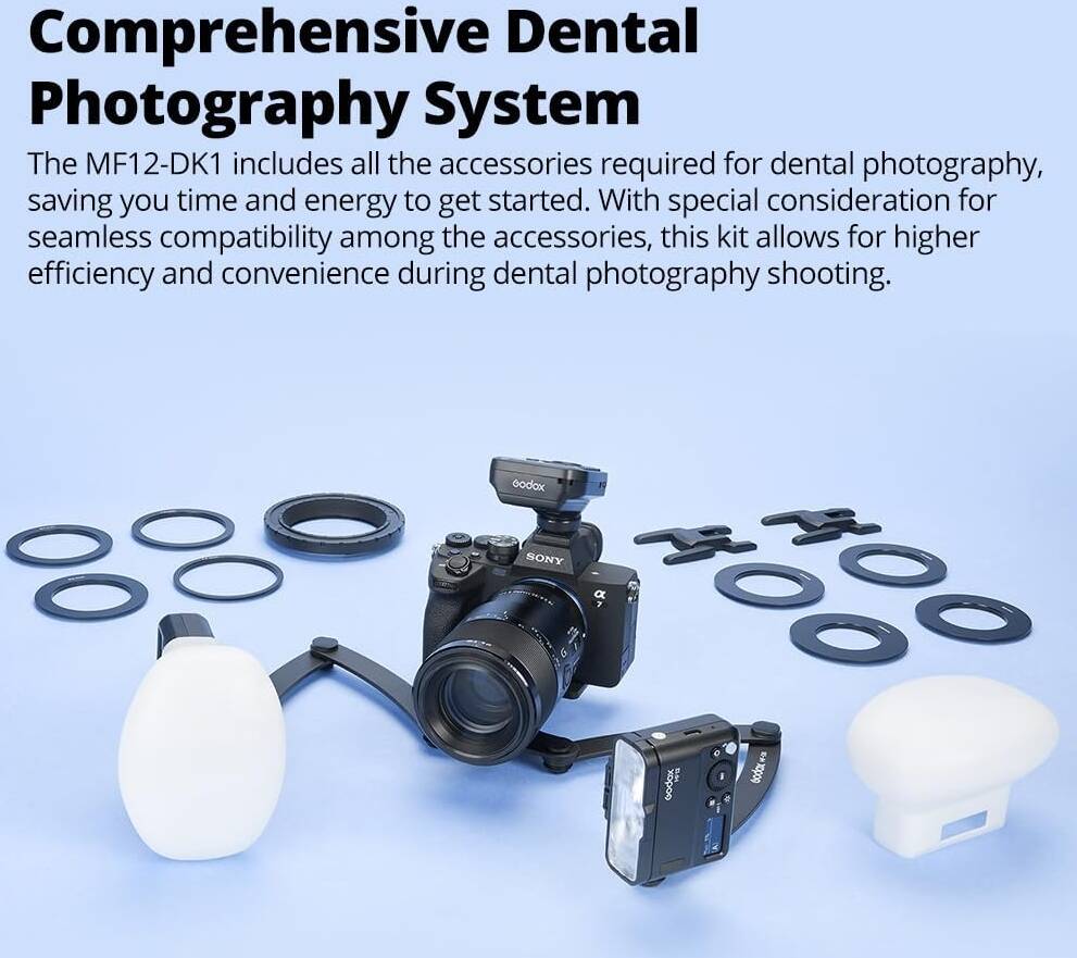 GODOX MF12-DK1 Dental Flash Kit for Sony 2-Light TTL Macro System with X2T-S Trigger and Accessories