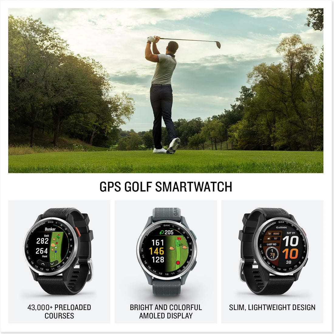 GARMIN GPS Golf Lightweight Smartwatch Approach S44