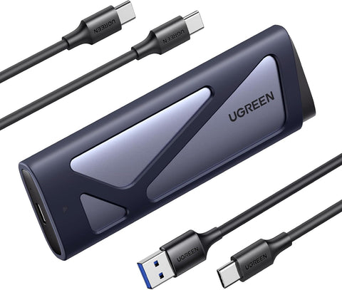 UGREEN M.2 to USB NVMe SATA SSD Enclosure Reader, Tool-Free USB 3.2 Gen2 10Gbps NVMe PCI-E 6Gbps SATA M-Key / B+M Key Solid State Drive External Adapter With UASP Trim, for SSDs 2242 2260 2280