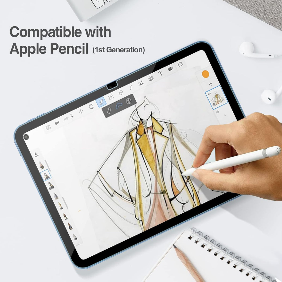 ProCase [1 Pack] Screen Protector for iPad A16 2025 11th/10th 2022 Generation (11-inch/10.9), HD Clear Tempered Glass Film Guard
