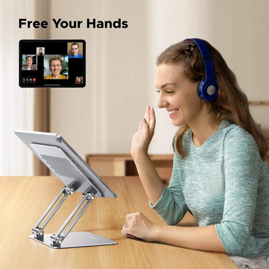 UGREEN iPad Stand Metal Ultra Stable Foldable Tablet Stand Angle Adjustable Tablet Holder for Desk Compatible