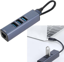 GOWENIC USB 3.0 to Ethernet Adapter, 3-Port USB 3.0 Hub with RJ45, USB3.0 and 2 USB 2.0 LAN Adapter 100Mbps Compatible with Laptop Desktop PC