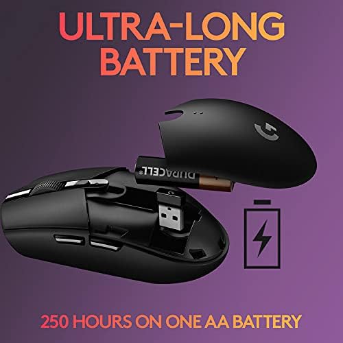 Logitech G305 Lightspeed Wireless Gaming Mouse,  250H Battery Life, On-Board Memory, Compatible With Pc / Mac - Black