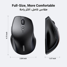 UGREEN Upgraded Ergonomic Mouse Comfortable for Large Sized Hands, Bluetooth Mouse for Laptop/Tablet, Silent Click, Dual Mode Bluetooth & 2.4G Nano Wireless Mice for PC/Smart TV/Multi-Devices Black