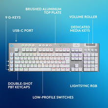 Logitech G915 X LIGHTSPEED Low-Profile Wireless Gaming Keyboard, Double-Shot PBT Keycaps,Fully Programmable Keys,RGB Backlighting, Sleek AluminumFinishing, GL Brown Tactile Switches-PC/Mac-White