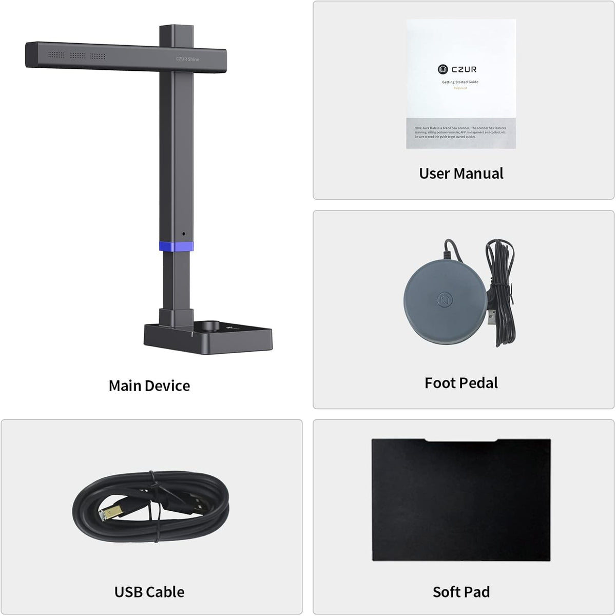 CZUR Shine Ultra Pro 24MP Document Scanner, USB Book Scanner, Portable Document Camera, A3 Large Format Book Scanner, Adjustable Height, Max DPI 440, for Windows & Mac