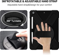 Herize iPad 9th 8th Generation Case Cover iPad 7th Case iPad 10.2 inch Case 2021/2019/2020 with Pencil Holder Screen Protector Full Body Heavy Duty Shockproof Durable Protective Cover for kids Black