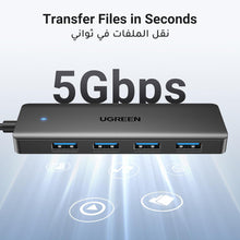 UGREEN USB A Hub 3.0, 0.6M, 4 Ports Multiport Adapter Ultra Slim Data Splitter Hub [Charging Not Supported] Multiple USB Extension for Laptop, Desktop PC, PS5, Mouse, Keyboard, Flash Drive, Printer