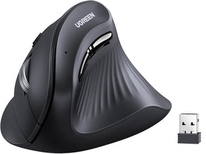 UGREEN Ergonomic Mouse, Vertical Wireless Mouse, 2.4GHz Optical Bluetooth Mice, 4 Adjustable DPI 1000/1600/2000/4000 Levels, 5 Buttons Mice for Laptop, PC, Chromebook, Desktop, Notebook etc, Black