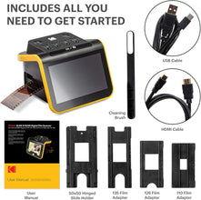 KODAK HYQNG Digital Film Scanner, Film and Slide Scanner with 5” LCD Screen, Convert Color & B&W Negatives & Slides 35mm, 126, 110 Film to High Resolution 22MP JPEG Digital Photos, Black