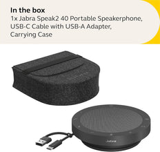 Jabra Speak2 40 Portable Speakerphone - 4 Noise-Cancelling Mics, Full-Range 50mm Portable Speaker, Wideband Audio and USB-A and USB-C Connections - Certified for Zoom and Google Meet - Dark Grey