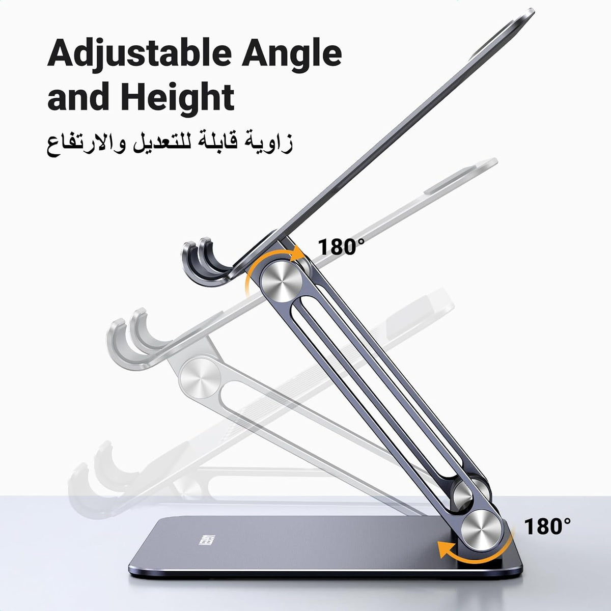 UGREEN iPad Stand Metal Ultra Stable Foldable Tablet Holder Stand Angle Adjustable Tablet Mount for Desk Compatible with All 4.7-12.9'' Tabs iPad Pro/Air/Mini Galaxy Tab iPhone 16 Pro Max Grey