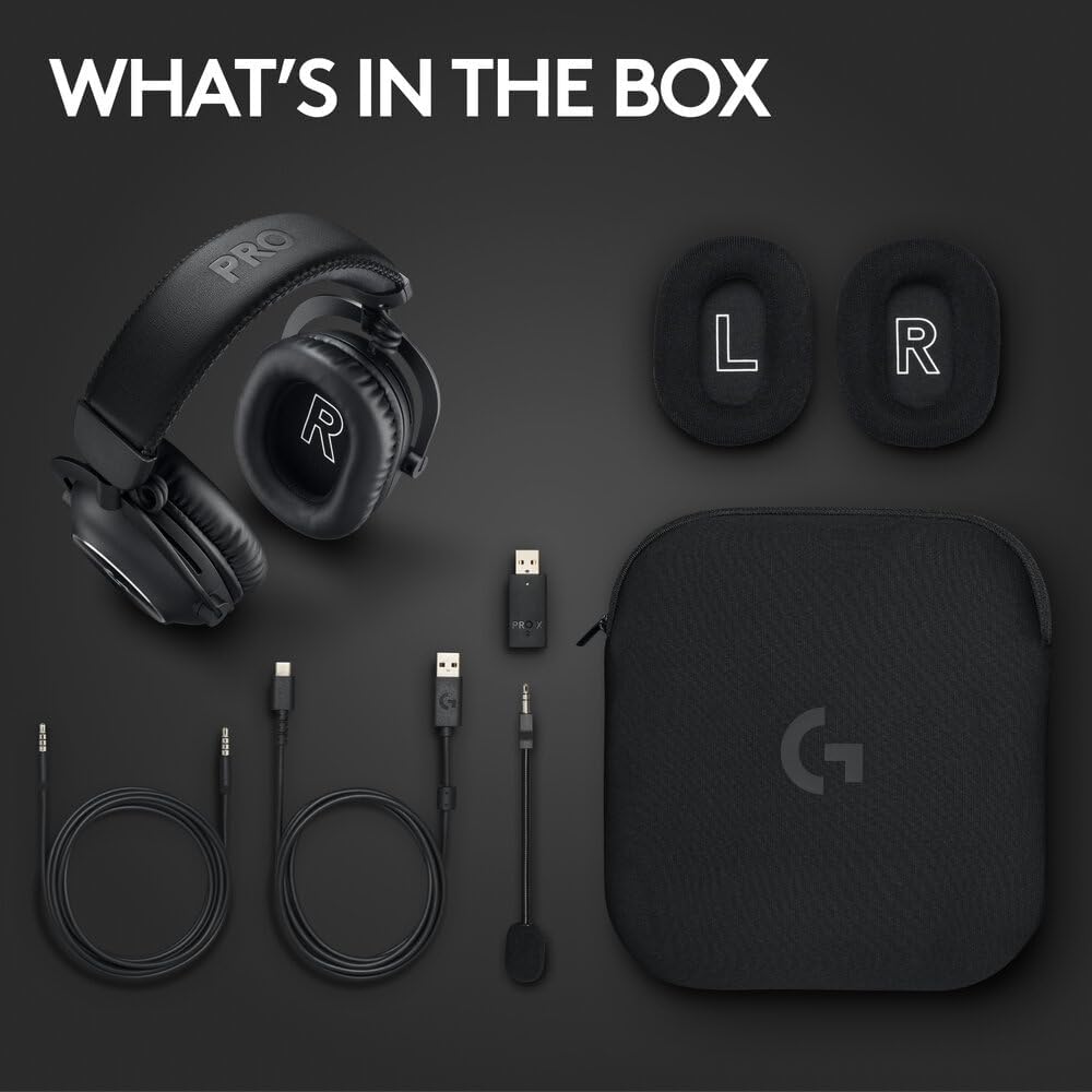 Logitech G PRO X 2 LIGHTSPEED Wireless Gaming Headset, Detachable Boom Mic, 50mm Graphene Drivers, DTS: X Headphone 2.0—7.1 Surround, Bluetooth/USB/3.5mm Aux, for PC, PS5, PS4, Nintendo Switch - Black