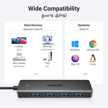 UGREEN USB A Hub 3.0, 0.6M, 4 Ports Multiport Adapter Ultra Slim Data Splitter Hub [Charging Not Supported] Multiple USB Extension for Laptop, Desktop PC, PS5, Mouse, Keyboard, Flash Drive, Printer