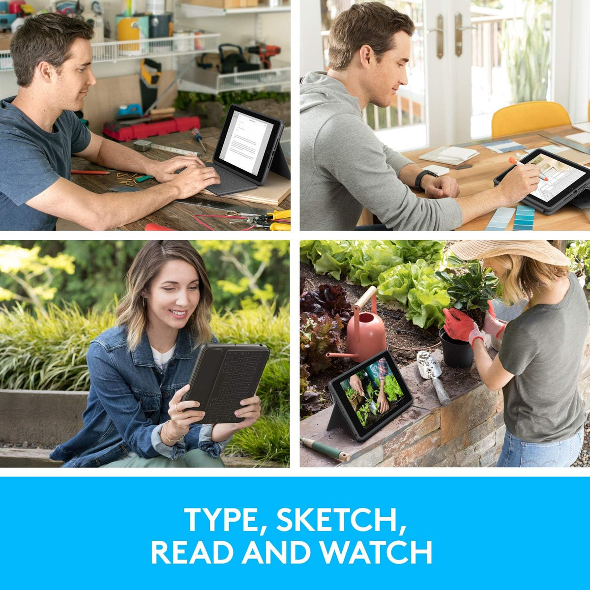 Logitech Rugged Folio - iPad (7th, 8th, & 9th generation) Protective Keyboard Case with Smart Connector and Durable Spill-Proof Keyboard, ARA Keyboard, Graphite