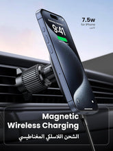 UGREEN iPhone Magsafe Charger Car Wireless Charging Holder Air Vent Car Cradle Stable Hook, Magnetic Wireless Charger for iPhone 16/15/14/13/Series, Black Leather Panel
