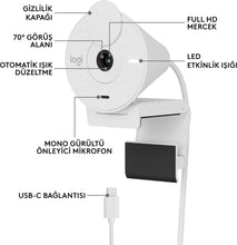 Logitech Brio 300 Full HD Webcam with Privacy Shutter, Noise Reduction Microphone, USB-C, Ceritified for Zoom, Microsoft Teams, Google Meet, Auto Light Correction - Off-white