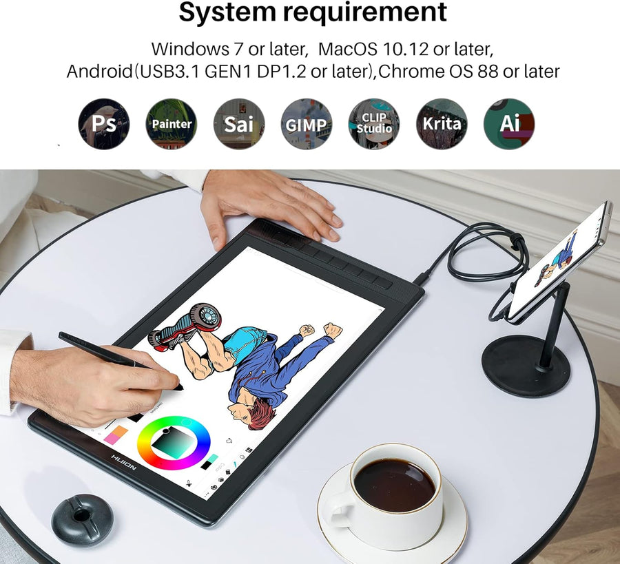 HUION KAMVAS Pro 16 2.5K QHD Drawing Tablet with Screen QLED Full-Laminated Graphics Tablet with Battery-Free Pen