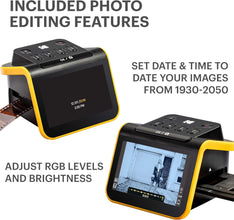 KODAK HYQNG Digital Film Scanner, Film and Slide Scanner with 5” LCD Screen, Convert Color & B&W Negatives & Slides 35mm, 126, 110 Film to High Resolution 22MP JPEG Digital Photos, Black