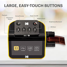 KODAK HYQNG Digital Film Scanner, Film and Slide Scanner with 5” LCD Screen, Convert Color & B&W Negatives & Slides 35mm, 126, 110 Film to High Resolution 22MP JPEG Digital Photos, Black