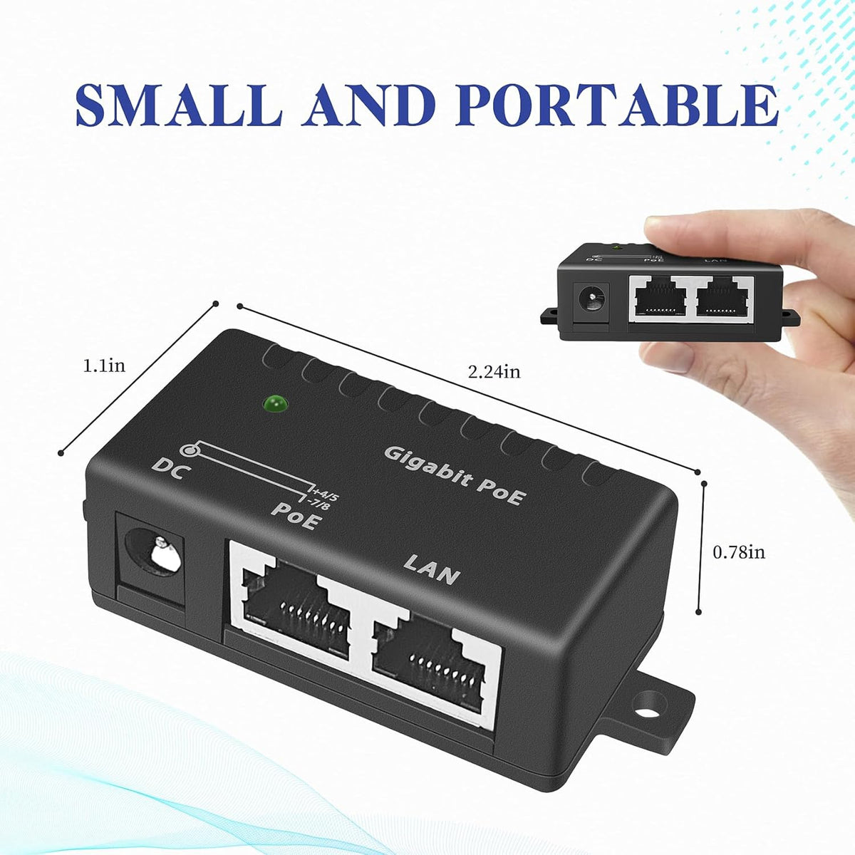 KASTWAVE Gigabit PoE Injector, Non-PoE to PoE Adapter, 30W PoE Adapter High Data Transmission IEEE 802.3at/af, 1 Port Power Over Ethernet Passive PoE Adapter, Distance Up to 100 Meters
