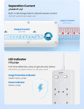 UGREEN 65W 10-in-1 Extension Cord with 4 USB Slots, Power Strip Surge Protector with 6-Way Multi-plug USB Charger Socket Smart Charging Station 2M Extension Cable for Home Office Travel