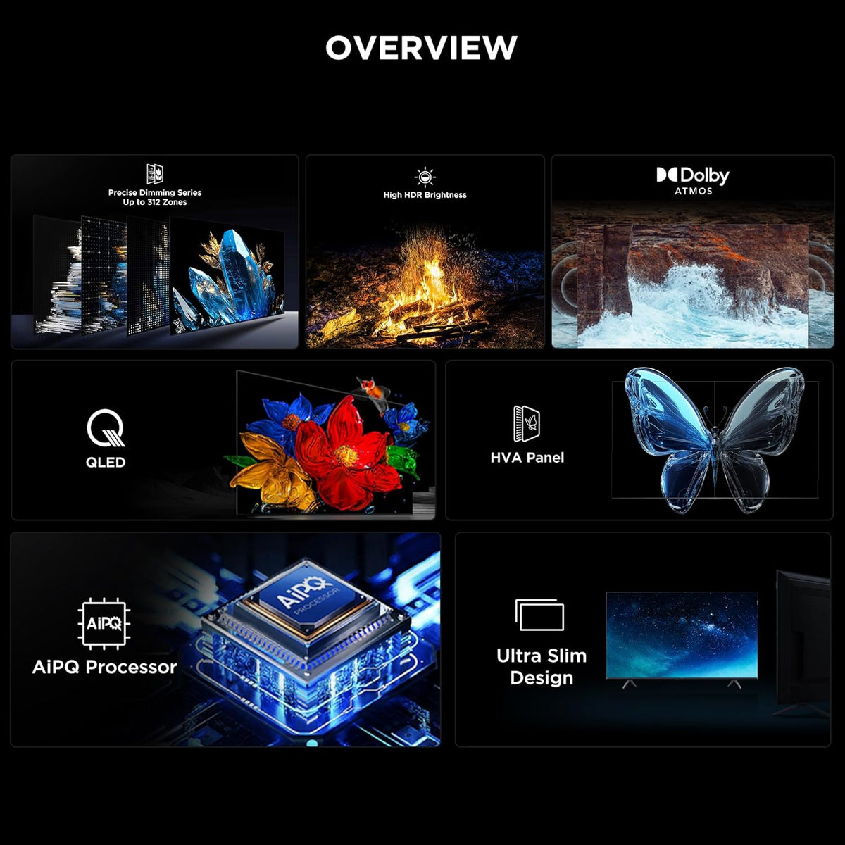 TCL Television 75 Inch Smart TV 4K QD-Mini LED Colorful Quantum Crystal HDR 10+ Gaming Google TV, 144Hz Native Refresh Rate, ONKYO 2.1 Hi-Fi, Dolby Atmos, AI Mode, Game Master-75Q6C (2025 Model)