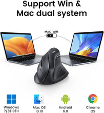UGREEN Ergonomic Mouse, Vertical Wireless Mouse, 2.4GHz Optical Bluetooth Mice, 4 Adjustable DPI 1000/1600/2000/4000 Levels, 5 Buttons Mice for Laptop, PC, Chromebook, Desktop, Notebook etc, Black