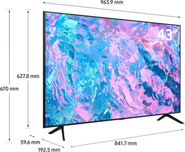 Samsung 43 Inch TV Crystal UHD 4K Crystal Processor 4K Airslim Dynamic Crystal Color - UA43CU7000 - 2023 - International Version