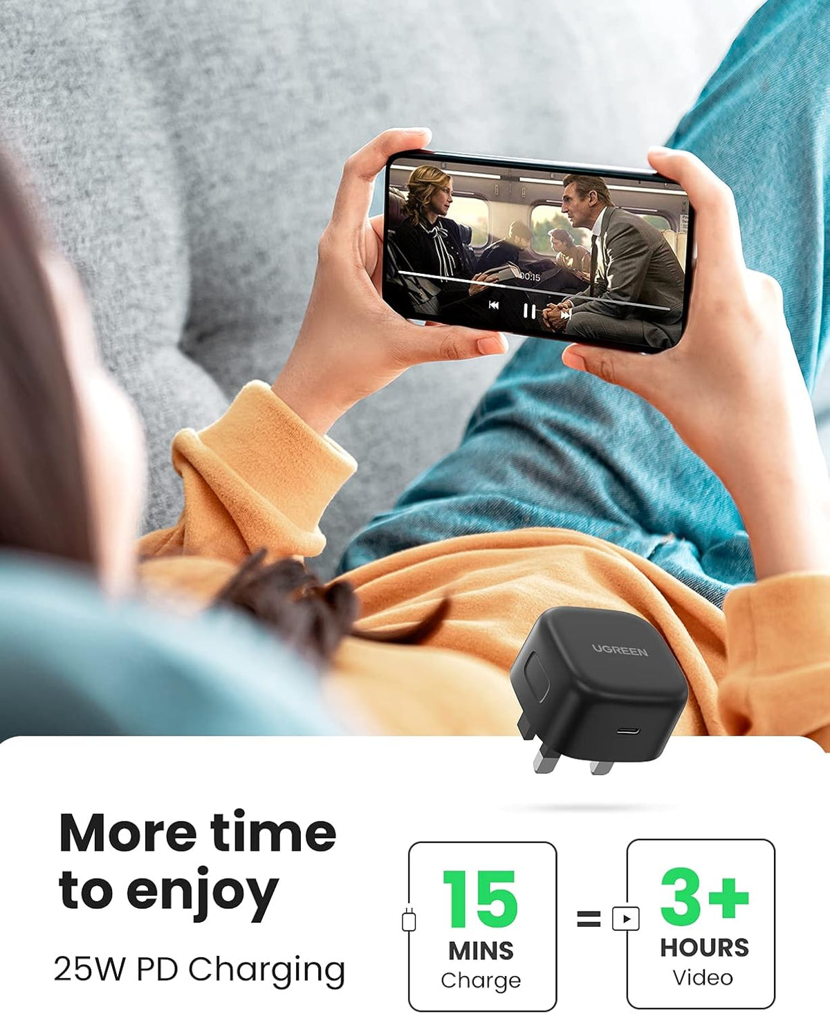 UGREEN 25W Fast Samsung Charger Set USB C Adapter Block With Samsung Adapter Cable 2M for Galaxy S25U, S24U, S23U, S22, Z Fold 6/5, A06 LTE/A55 LTE, USB C Charger for iPad Pro/Air, Xiaomi, Oneplus,etc